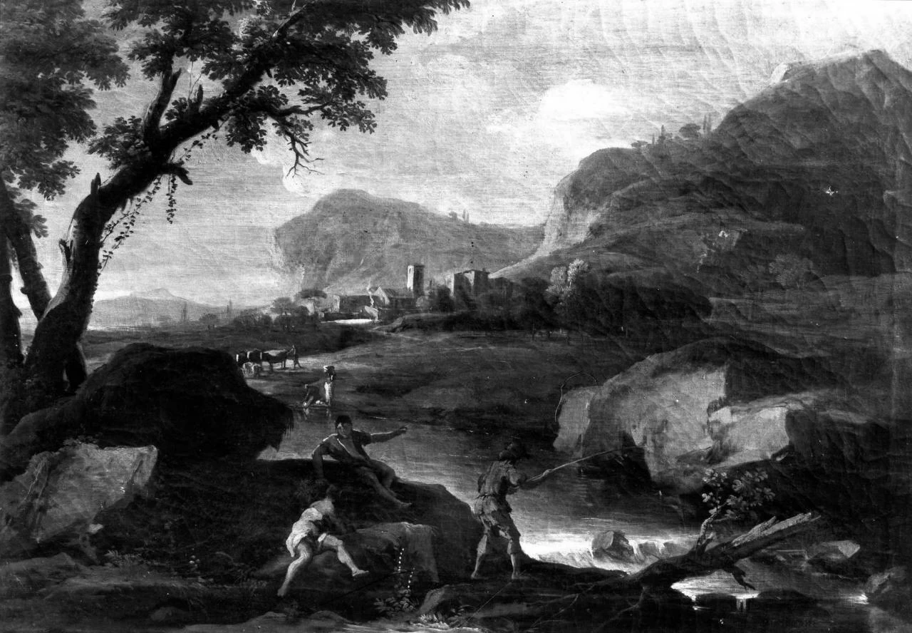 Paesaggio con figure e pastore - Palazzo della Ragioneria regionale di Stato, attribuito